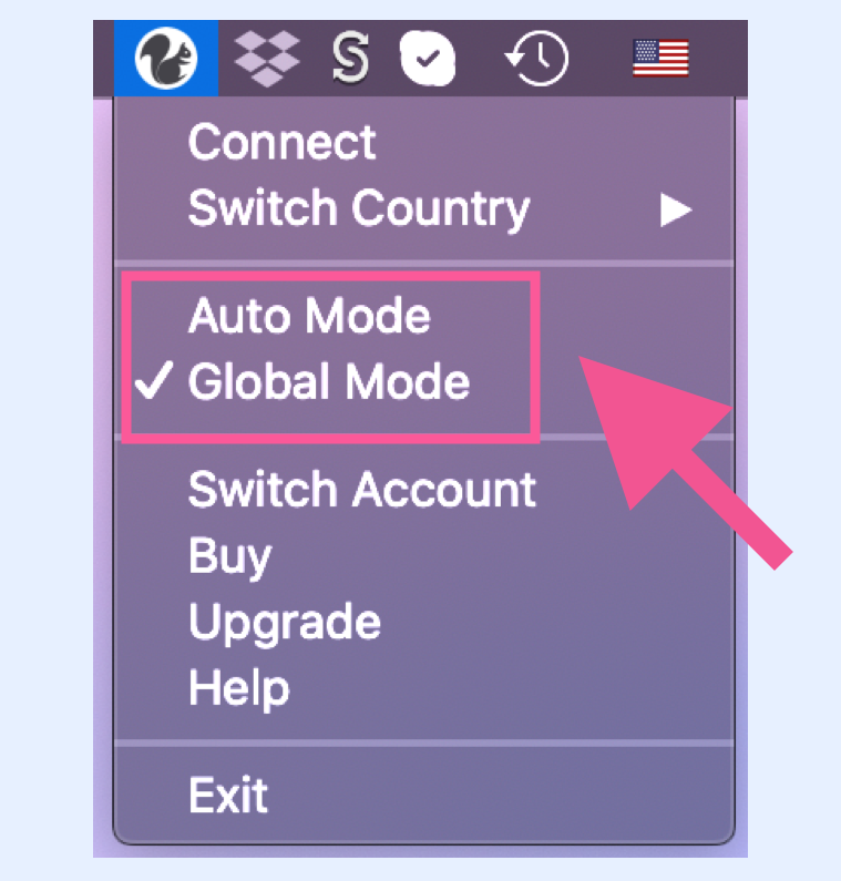 SquirrelVPN global mode