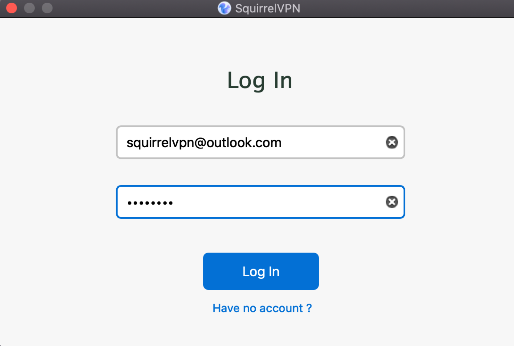 SquirrelVPN login & register